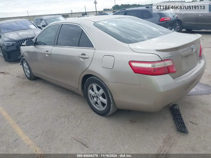 2007 Toyota Camry Ce VIN: 4T1BE46K87U519113 Lot: 40884379