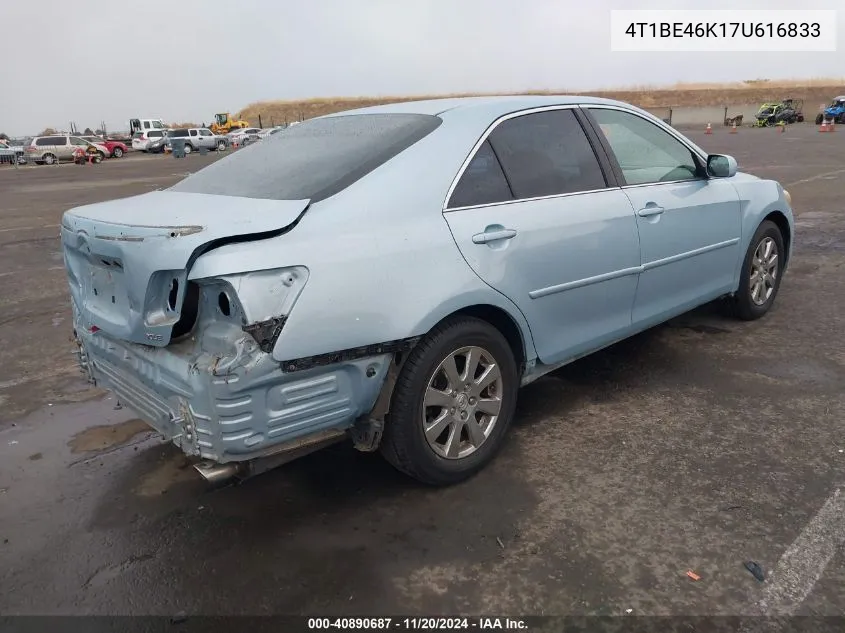 2007 Toyota Camry Xle VIN: 4T1BE46K17U616833 Lot: 40890687