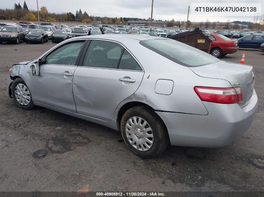 2007 Toyota Camry Le V6 VIN: 4T1BK46K47U042138 Lot: 40908912