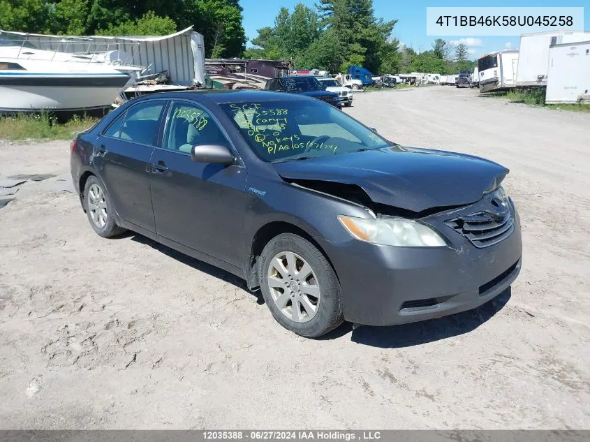 2008 Toyota Camry Hybrid VIN: 4T1BB46K58U045258 Lot: 12035388