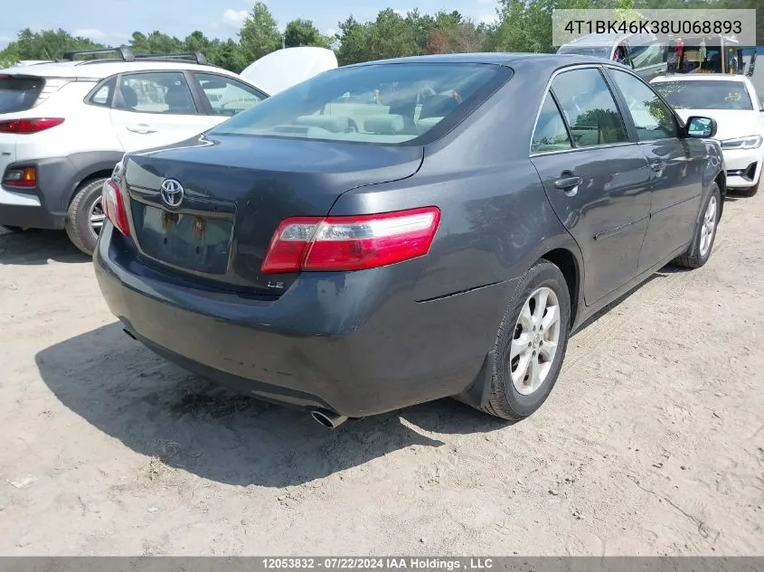 2008 Toyota Camry Le/Xle/Se VIN: 4T1BK46K38U068893 Lot: 12053832