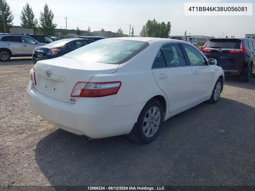 2008 Toyota Camry Hybrid VIN: 4T1BB46K38U056081 Lot: 12068324