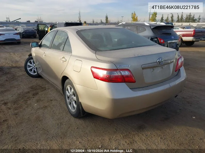 2008 Toyota Camry Le VIN: 4T1BE46K08U221785 Lot: 12125804