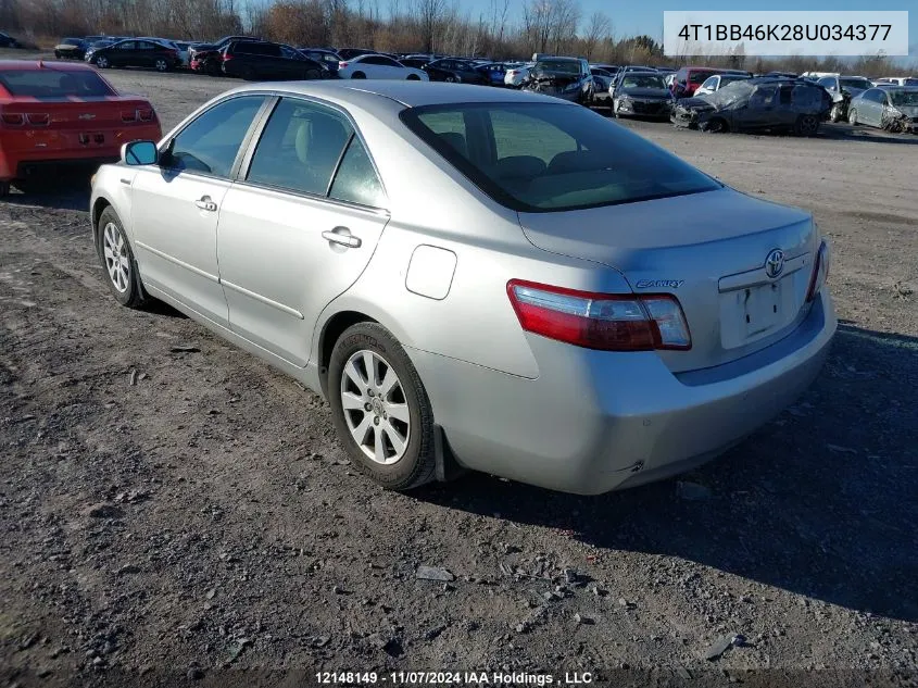 2008 Toyota Camry Hybrid VIN: 4T1BB46K28U034377 Lot: 12148149