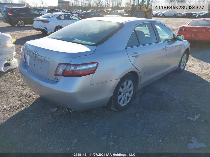 2008 Toyota Camry Hybrid VIN: 4T1BB46K28U034377 Lot: 12148149