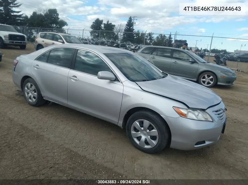 2008 Toyota Camry Ce/Le/Xle/Se VIN: 4T1BE46K78U244643 Lot: 30043883