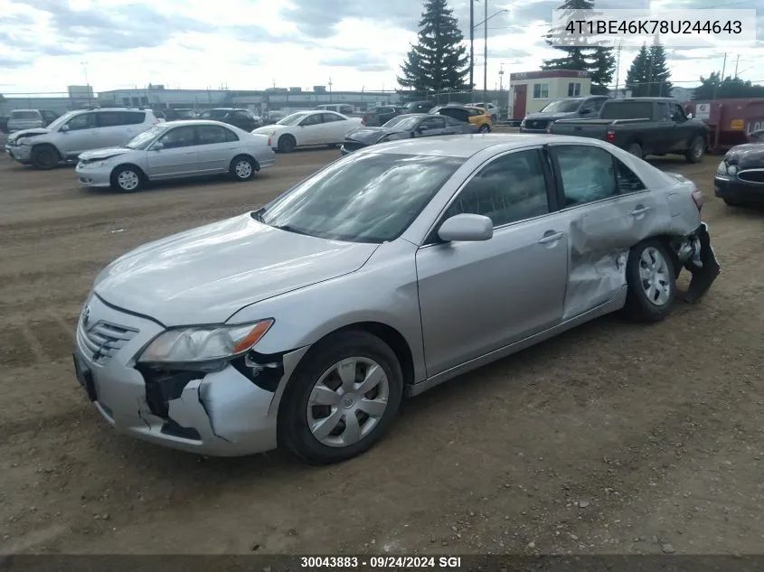 2008 Toyota Camry Ce/Le/Xle/Se VIN: 4T1BE46K78U244643 Lot: 30043883