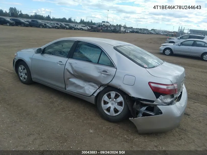 2008 Toyota Camry Ce/Le/Xle/Se VIN: 4T1BE46K78U244643 Lot: 30043883