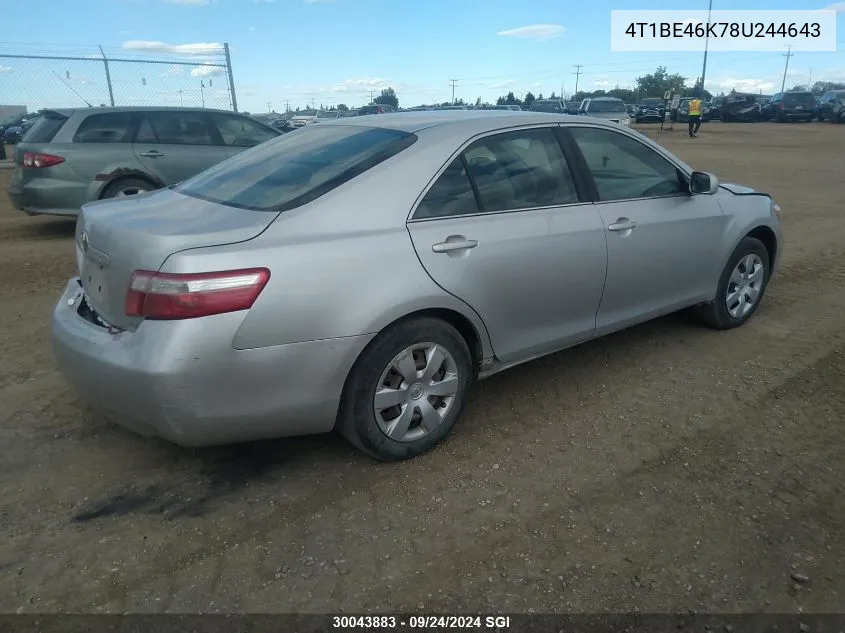 2008 Toyota Camry Ce/Le/Xle/Se VIN: 4T1BE46K78U244643 Lot: 30043883