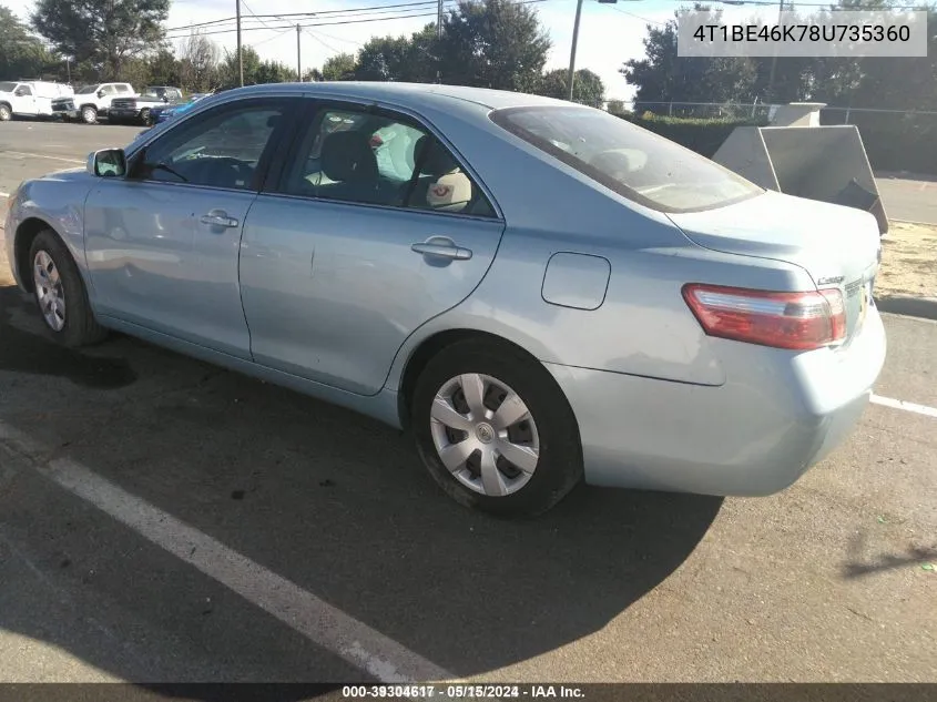 2008 Toyota Camry Le/Se/Xle VIN: 4T1BE46K78U735360 Lot: 39304617