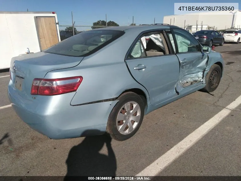 4T1BE46K78U735360 2008 Toyota Camry Le/Se/Xle