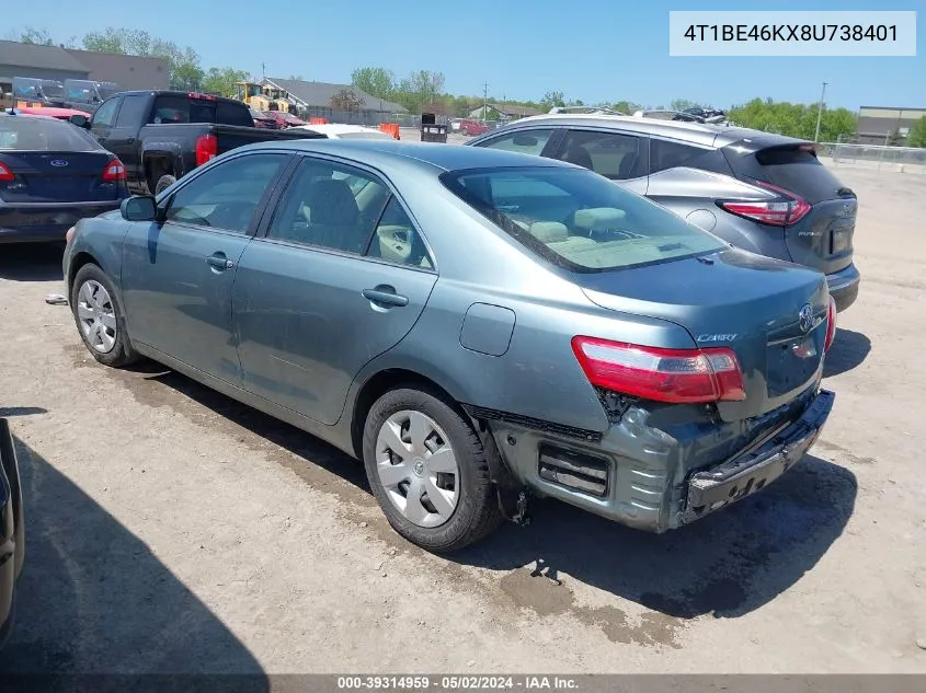 2008 Toyota Camry Le VIN: 4T1BE46KX8U738401 Lot: 39314959