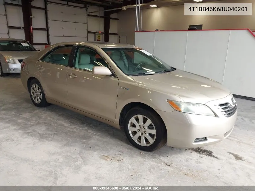 2008 Toyota Camry Hybrid VIN: 4T1BB46K68U040201 Lot: 39345690