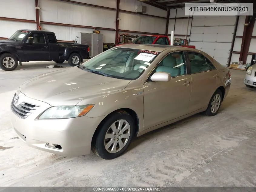 2008 Toyota Camry Hybrid VIN: 4T1BB46K68U040201 Lot: 39345690