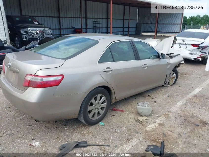 2008 Toyota Camry Le VIN: 4T1BE46K18U735726 Lot: 39621723