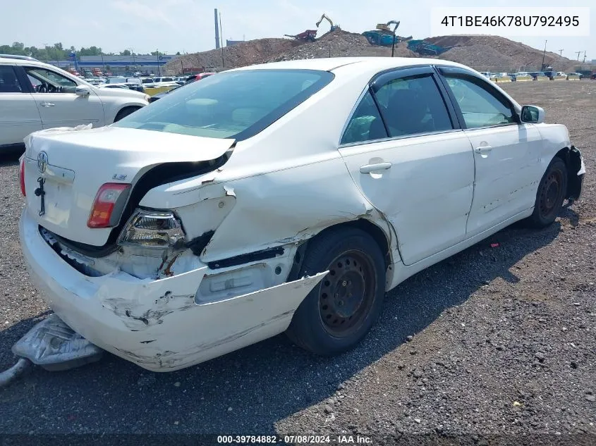 2008 Toyota Camry VIN: 4T1BE46K78U792495 Lot: 39784882