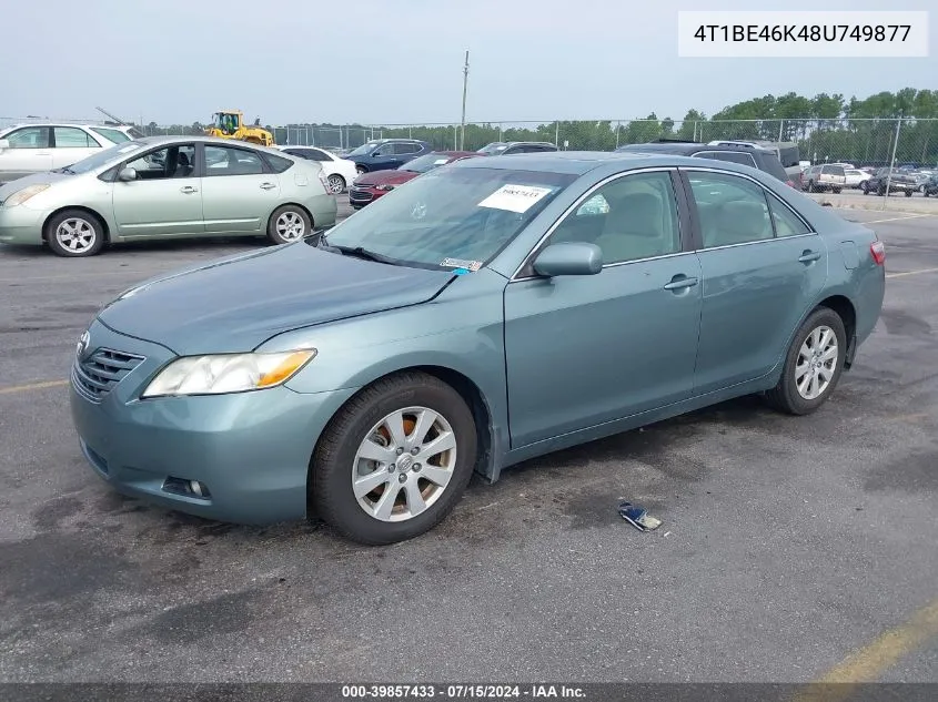 2008 Toyota Camry Xle VIN: 4T1BE46K48U749877 Lot: 39857433