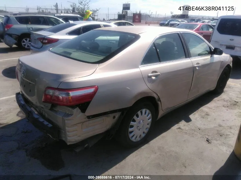 2008 Toyota Camry Le VIN: 4T4BE46K38R041125 Lot: 39888616