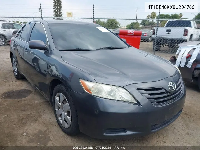 2008 Toyota Camry Le VIN: 4T1BE46KX8U204766 Lot: 39934158