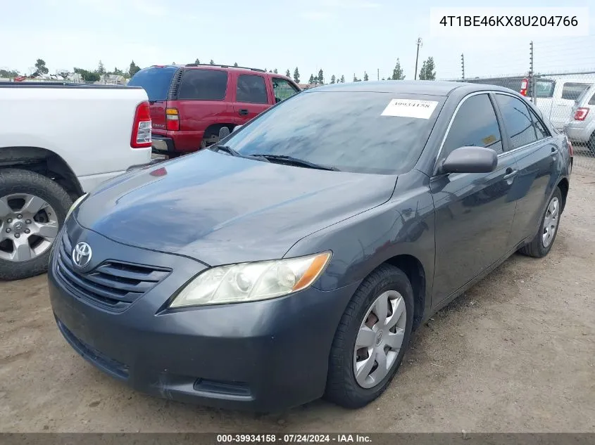 2008 Toyota Camry Le VIN: 4T1BE46KX8U204766 Lot: 39934158