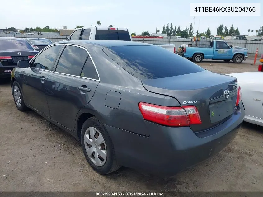 2008 Toyota Camry Le VIN: 4T1BE46KX8U204766 Lot: 39934158