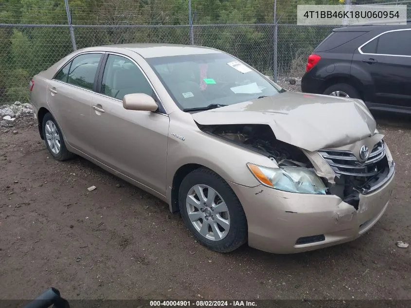 2008 Toyota Camry Hybrid VIN: 4T1BB46K18U060954 Lot: 40004901