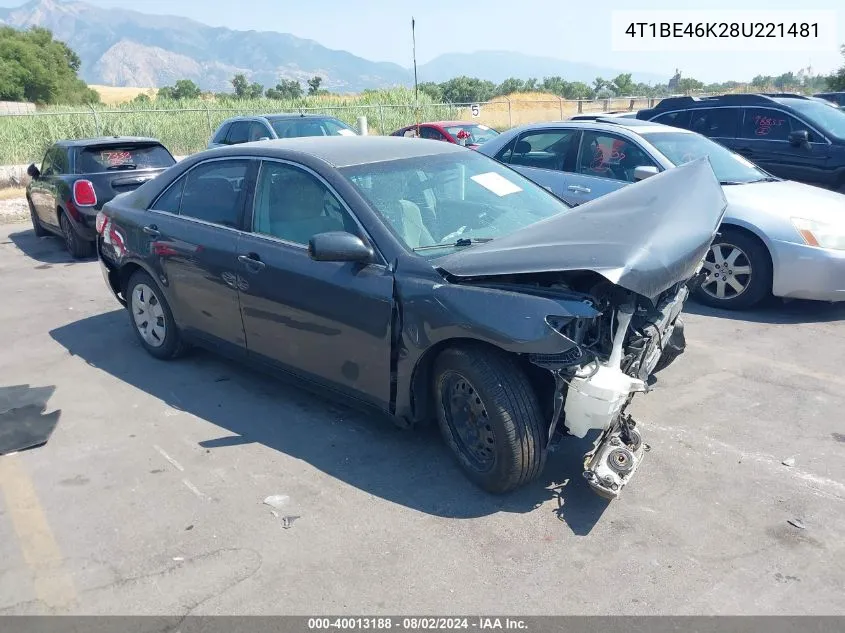 2008 Toyota Camry Le VIN: 4T1BE46K28U221481 Lot: 40013188