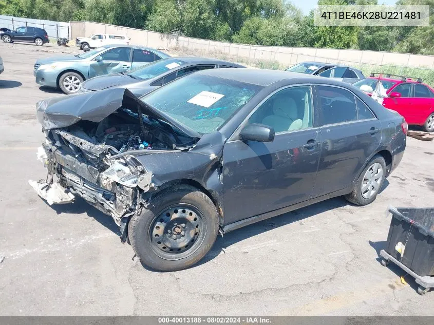 4T1BE46K28U221481 2008 Toyota Camry Le