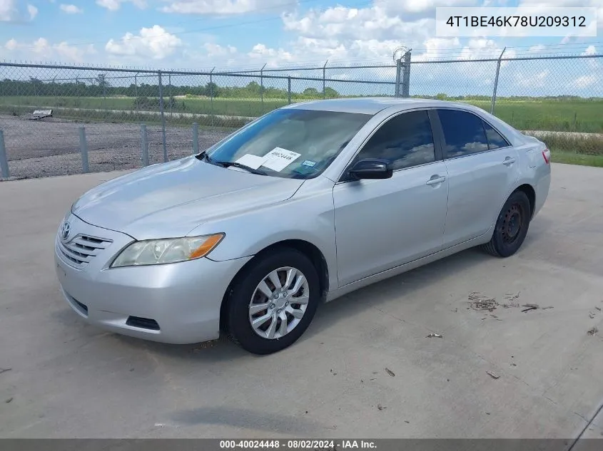 4T1BE46K78U209312 2008 Toyota Camry