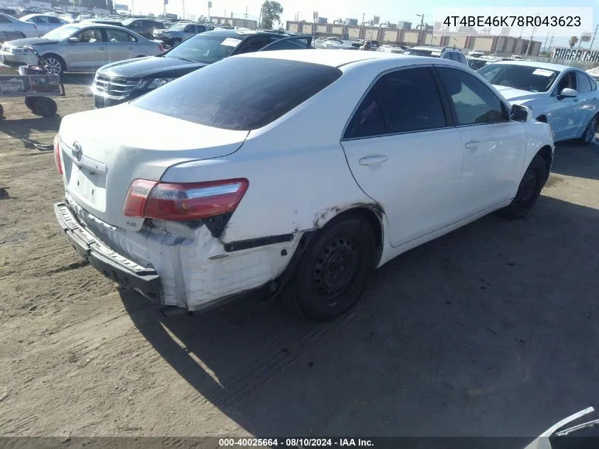 2008 Toyota Camry Le VIN: 4T4BE46K78R043623 Lot: 40025664