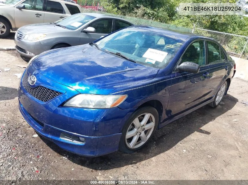 2008 Toyota Camry Se VIN: 4T1BE46K18U259204 Lot: 40036358