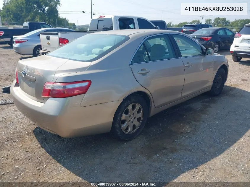 2008 Toyota Camry Le VIN: 4T1BE46KX8U253028 Lot: 40039937