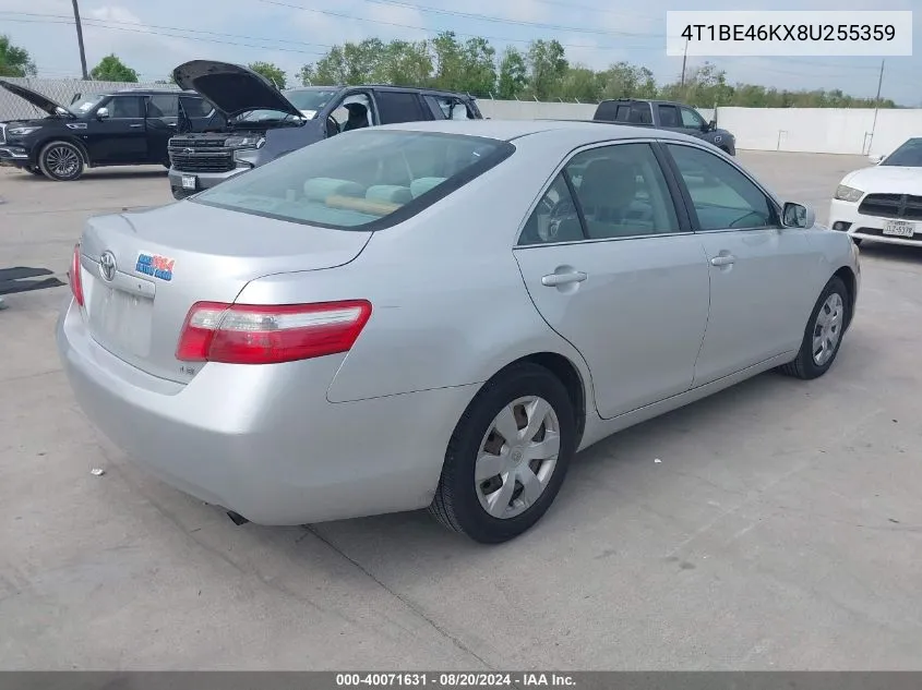 2008 Toyota Camry Ce/Le/Xle/Se VIN: 4T1BE46KX8U255359 Lot: 40071631