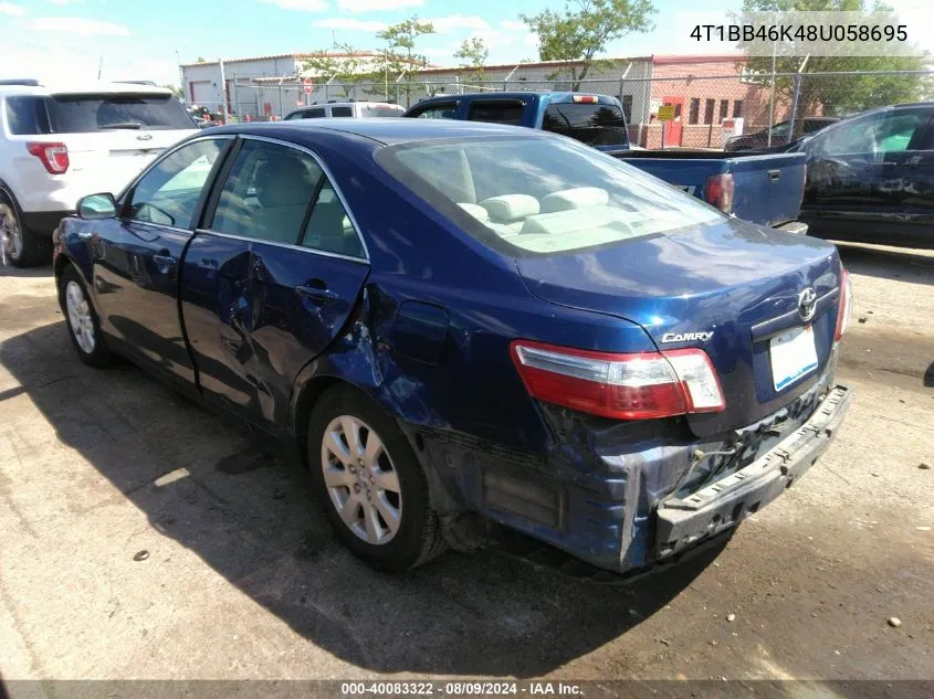 2008 Toyota Camry Hybrid VIN: 4T1BB46K48U058695 Lot: 40083322