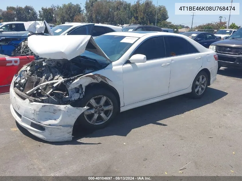 2008 Toyota Camry Se VIN: 4T1BE46K08U768474 Lot: 40104697