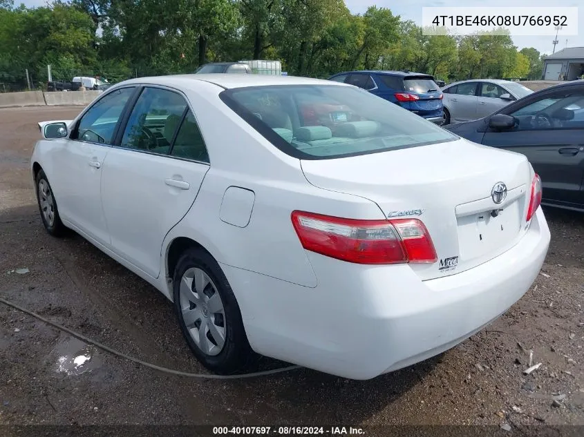 4T1BE46K08U766952 2008 Toyota Camry Le