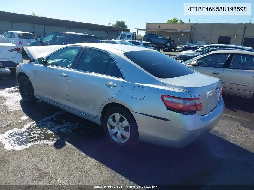 2008 Toyota Camry Le VIN: 4T1BE46K58U198598 Lot: 40131978