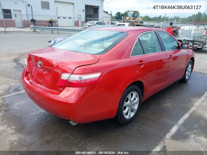 2008 Toyota Camry Le V6 VIN: 4T1BK46K38U063127 Lot: 40144531