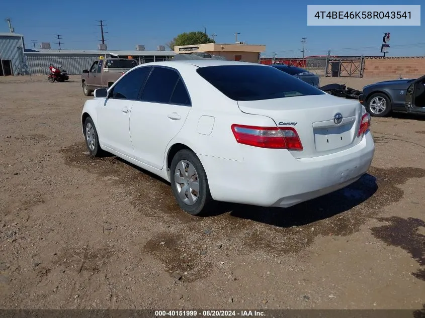 2008 Toyota Camry VIN: 4T4BE46K58R043541 Lot: 40151999