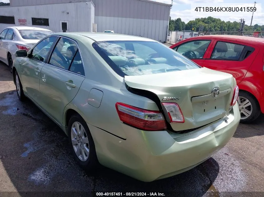 2008 Toyota Camry Hybrid VIN: 4T1BB46KX8U041559 Lot: 40157451