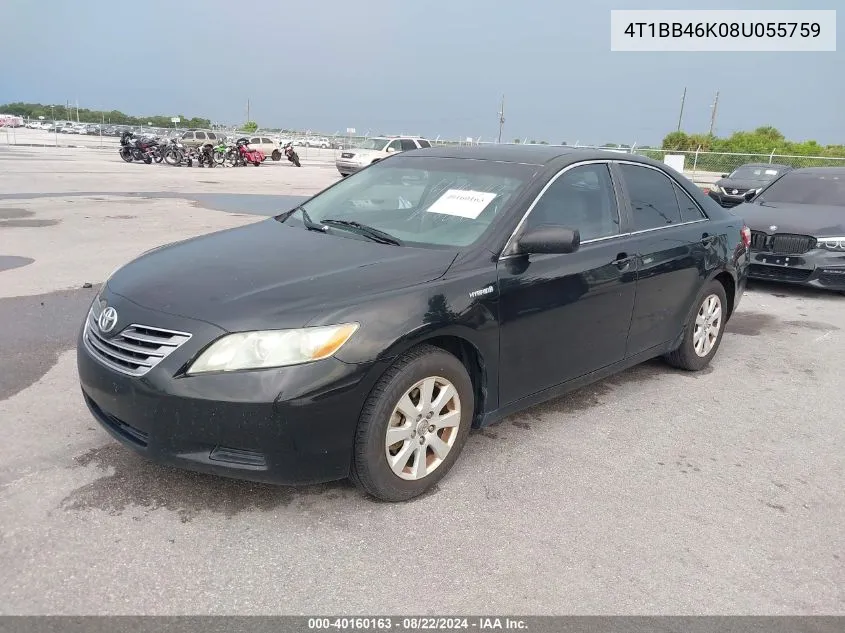 4T1BB46K08U055759 2008 Toyota Camry Hybrid