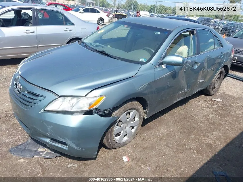 2008 Toyota Camry Le V6 VIN: 4T1BK46K08U562872 Lot: 40162985