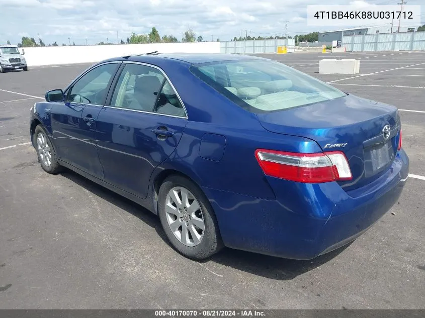 2008 Toyota Camry Hybrid VIN: 4T1BB46K88U031712 Lot: 40170070