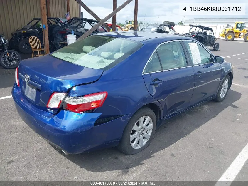 4T1BB46K88U031712 2008 Toyota Camry Hybrid