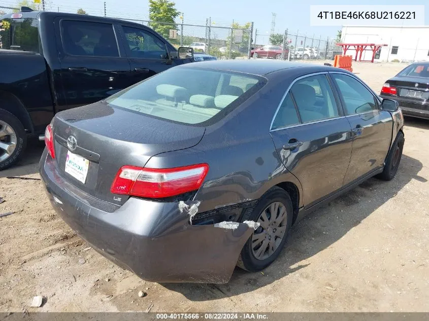 2008 Toyota Camry Le VIN: 4T1BE46K68U216221 Lot: 40175566