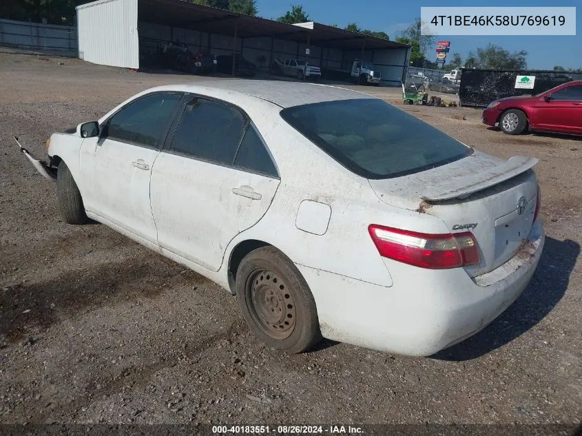 4T1BE46K58U769619 2008 Toyota Camry Le