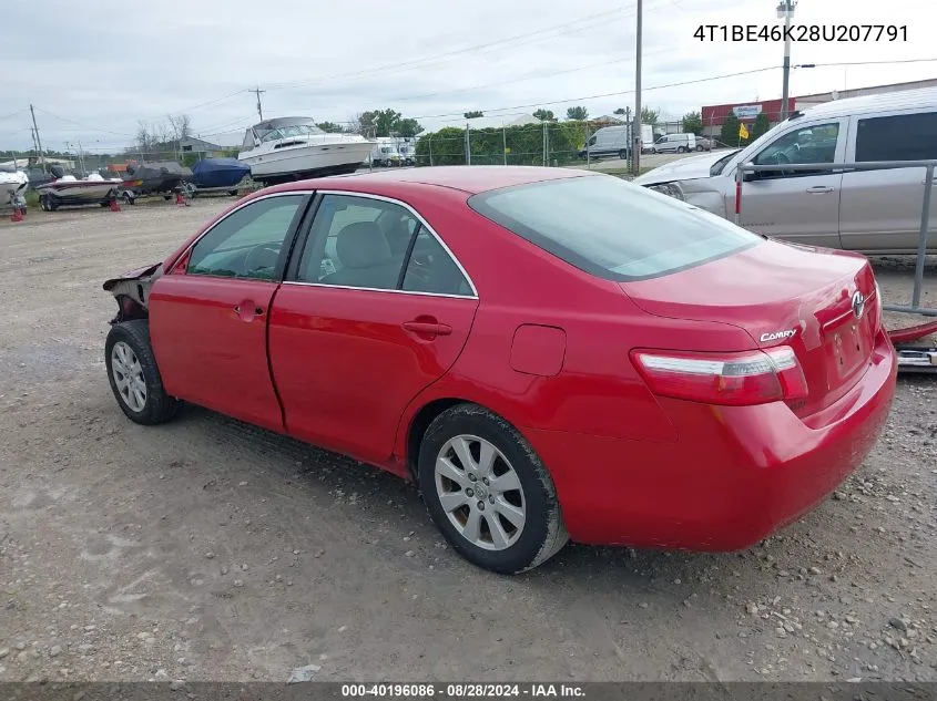 2008 Toyota Camry Xle VIN: 4T1BE46K28U207791 Lot: 40196086