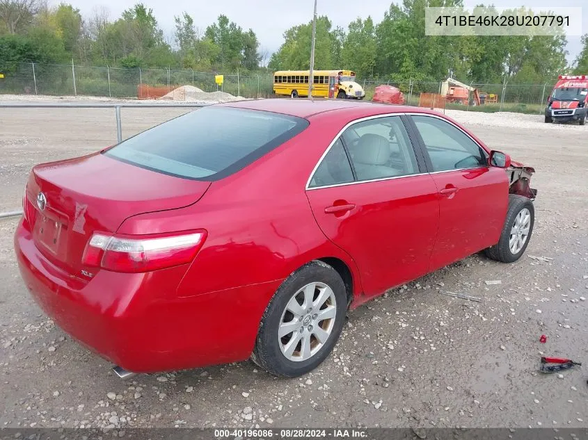 2008 Toyota Camry Xle VIN: 4T1BE46K28U207791 Lot: 40196086