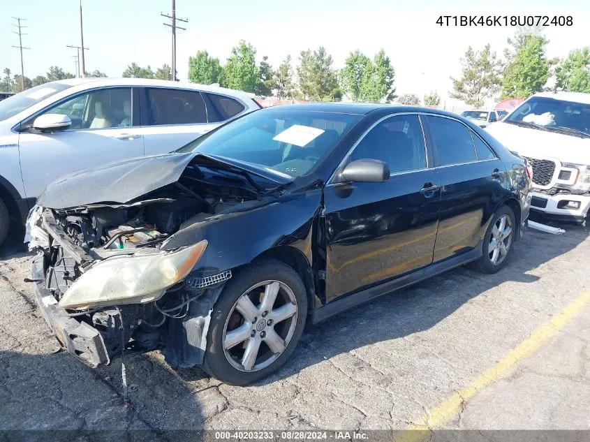 4T1BK46K18U072408 2008 Toyota Camry Se V6