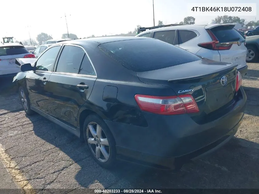 4T1BK46K18U072408 2008 Toyota Camry Se V6